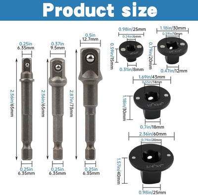 Juego 4 adaptadores enchufe impacto perfil bajo 3/8-1/2pulg
