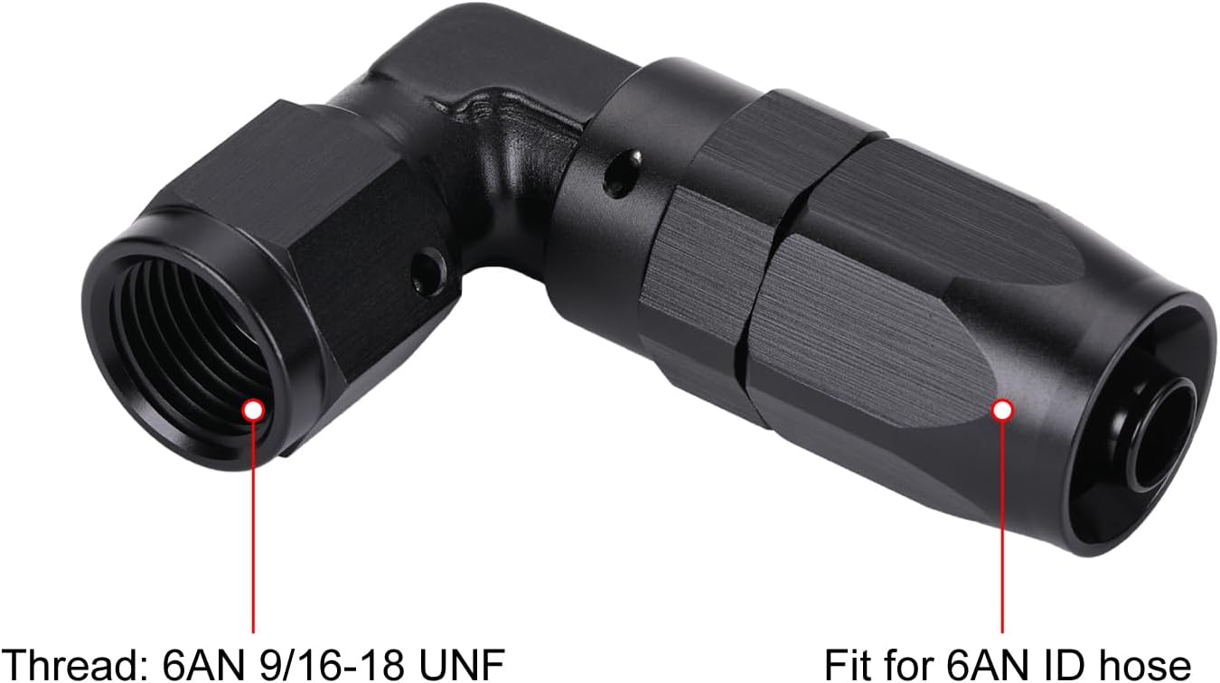 Codo adaptador manguera aluminio negro 90grados