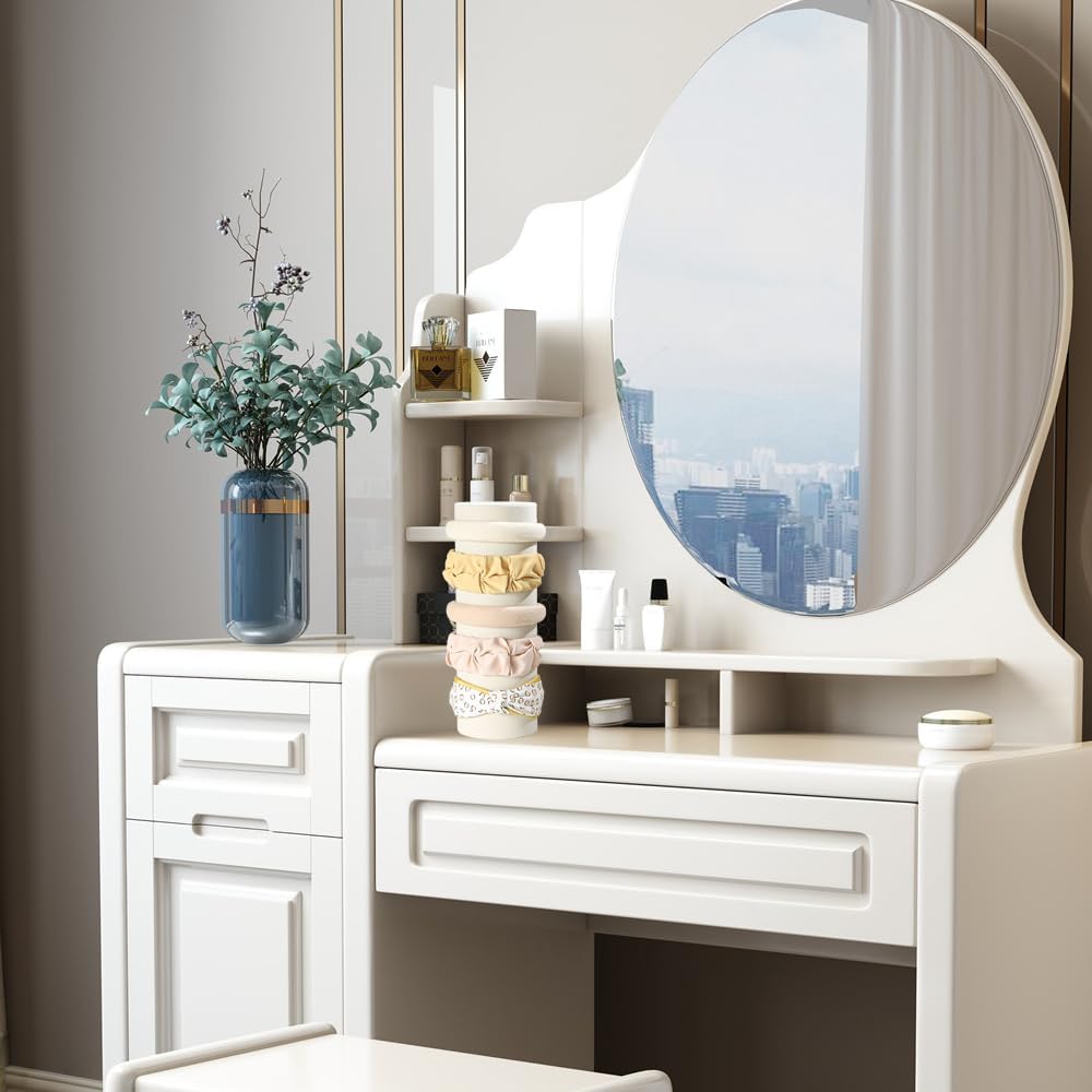Torre organizadora diadema terciopelo suave beige vertical