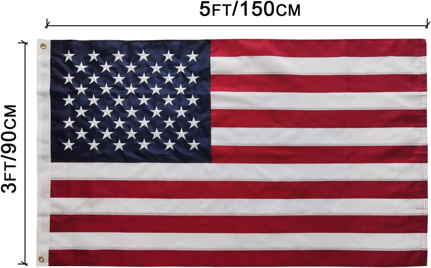 Bandera EE.UU. 3x5ft bordada doble costura rayas latón