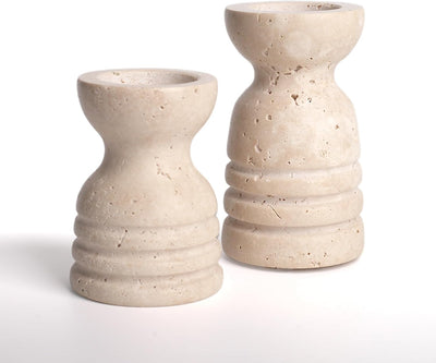 Set 2 candelabros mármol para boda velas 3/4pulg beige