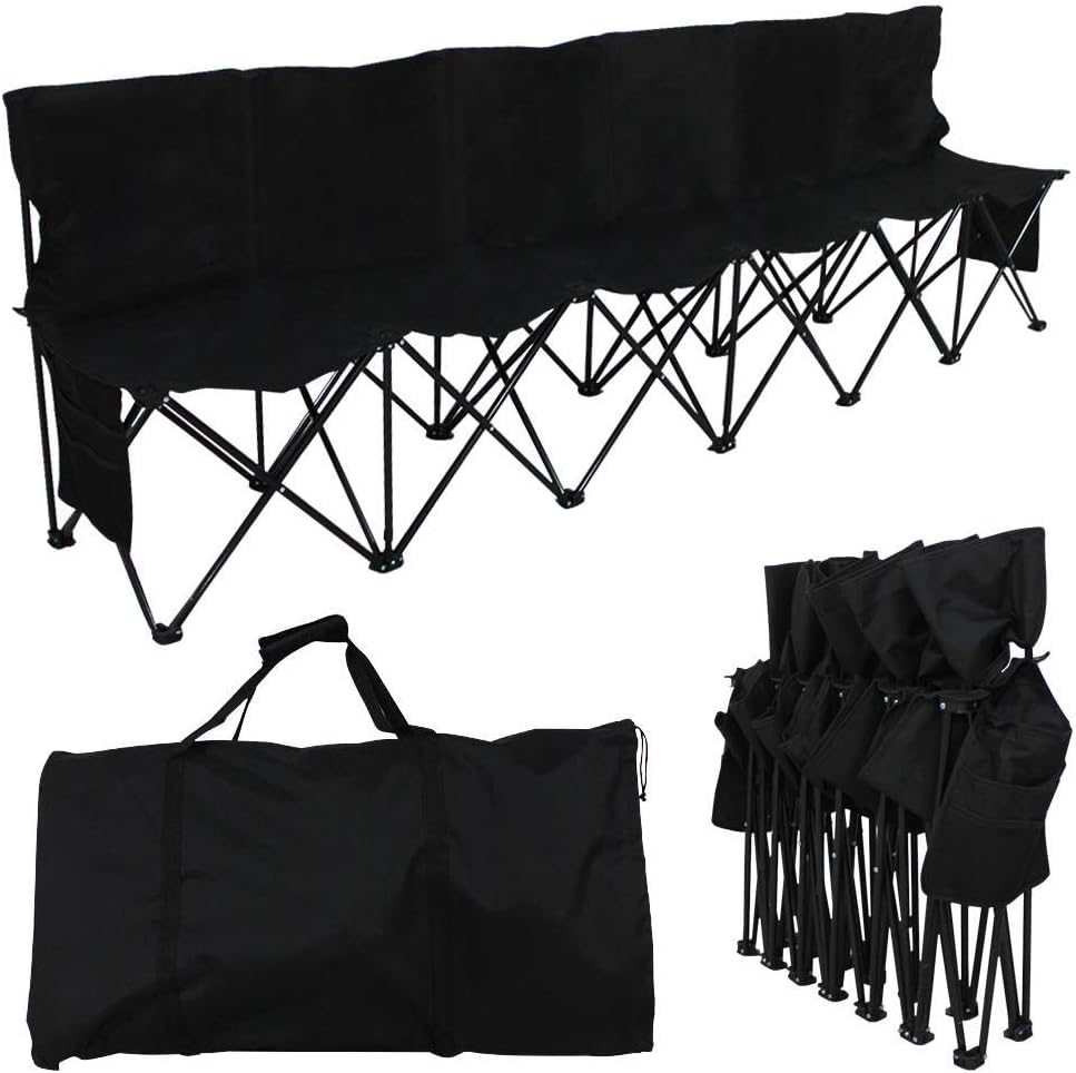 Banco plegable 6 asientos resistente color negro