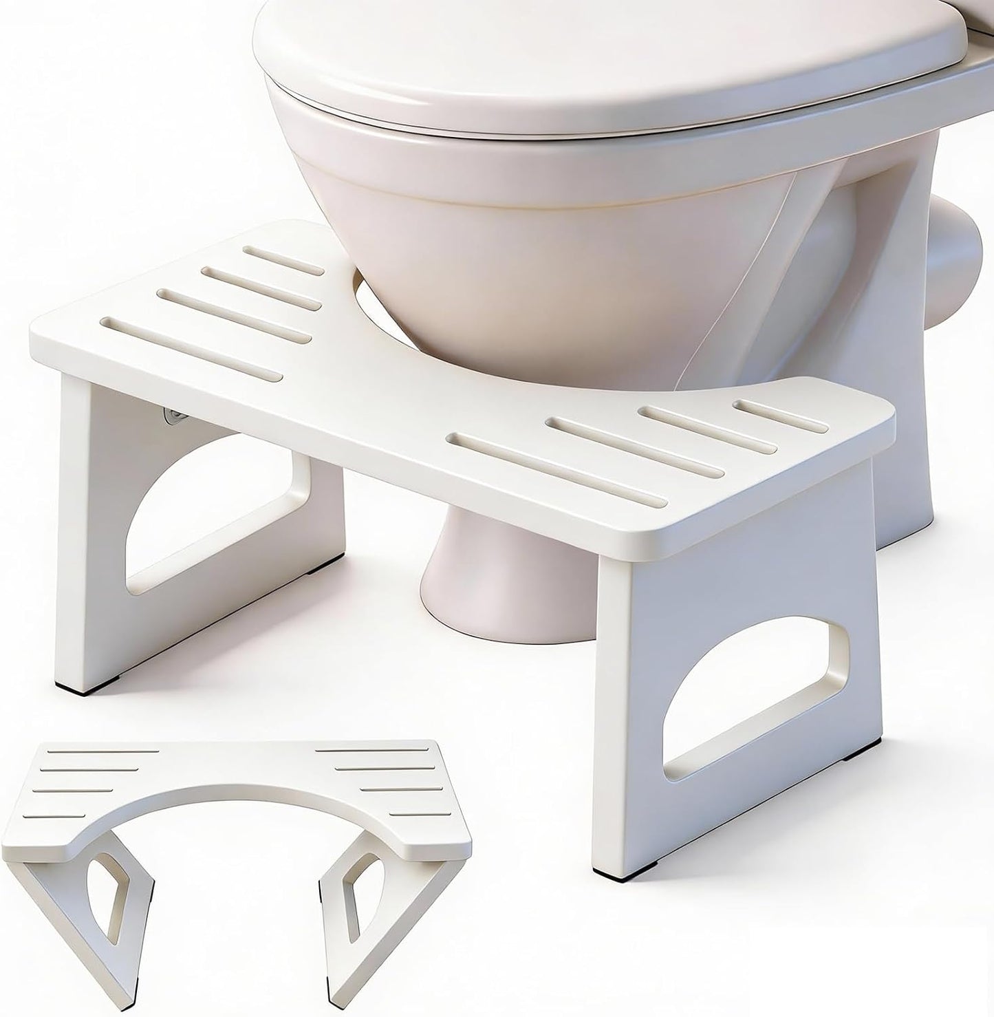 Taburete inodoro plegable bambú 7pulg antiderrap blanco