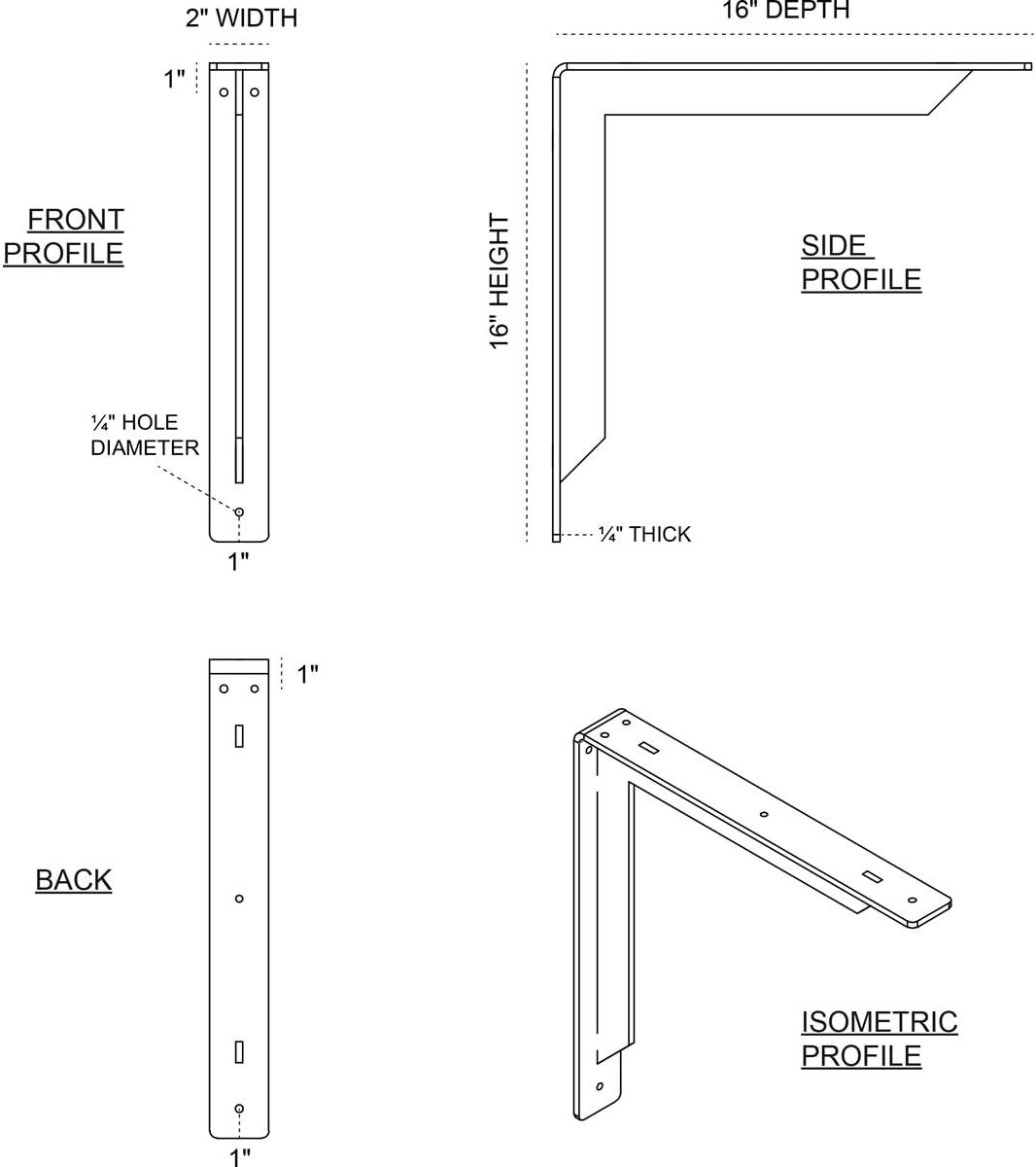 Soporte acero Stockport 2x8x8 pulg