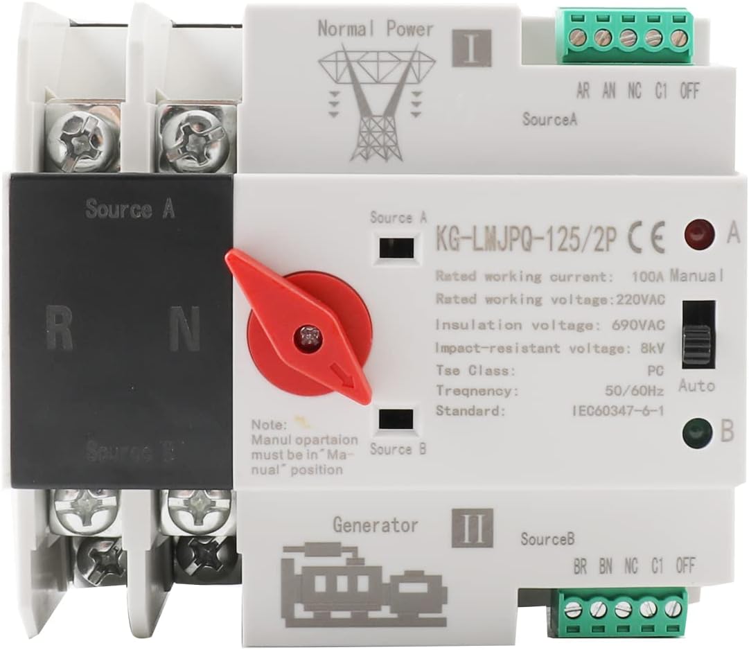 Interruptor transferencia dual 220V 100A riel DIN