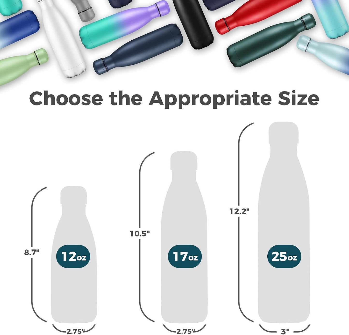 Botella agua aislada acero inox 25oz sin BPA 2 pack