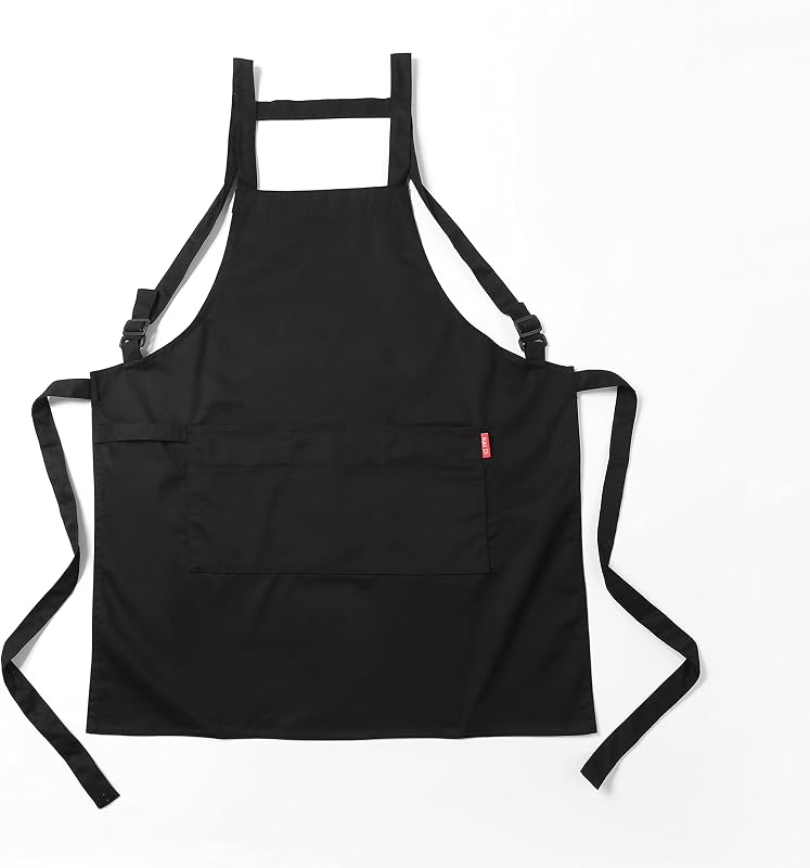 Delantal cocina algodón ajustable con bolsillos