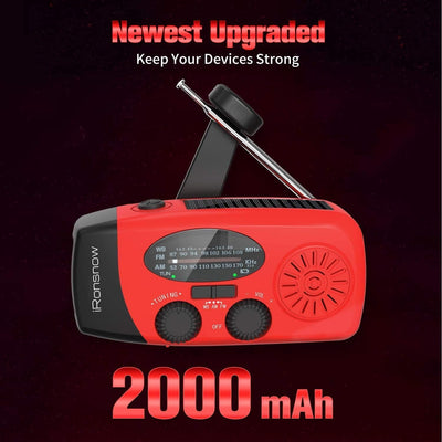 Radio solar con manivela alarma SOS linterna LED USB Rojo