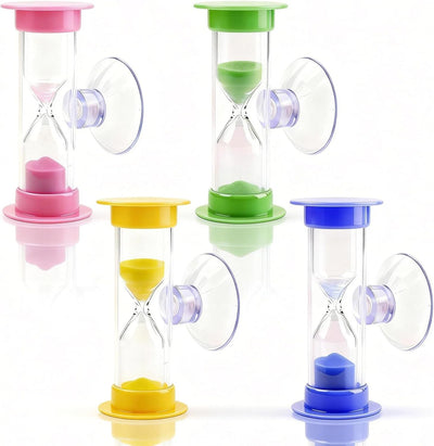 Paquete de 4 temporizadores de arena con ventosa en rosa, azul, verde y amarillo