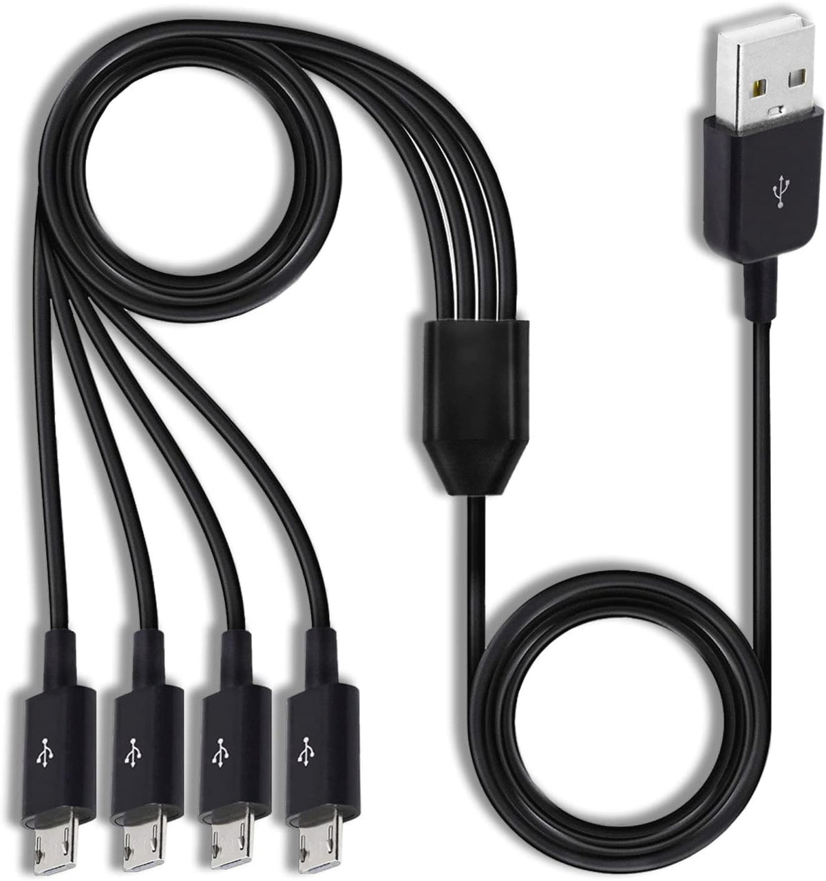 Cable divisor Micro USB 4 en 1 tipo A a 4 MicroUSB 0.5m Negro