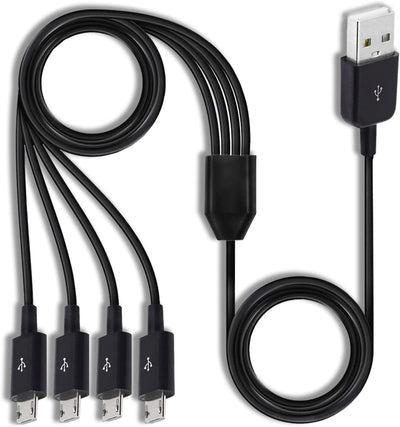 Cable divisor Micro USB 4 en 1 tipo A a 4 MicroUSB 0.5m Negro