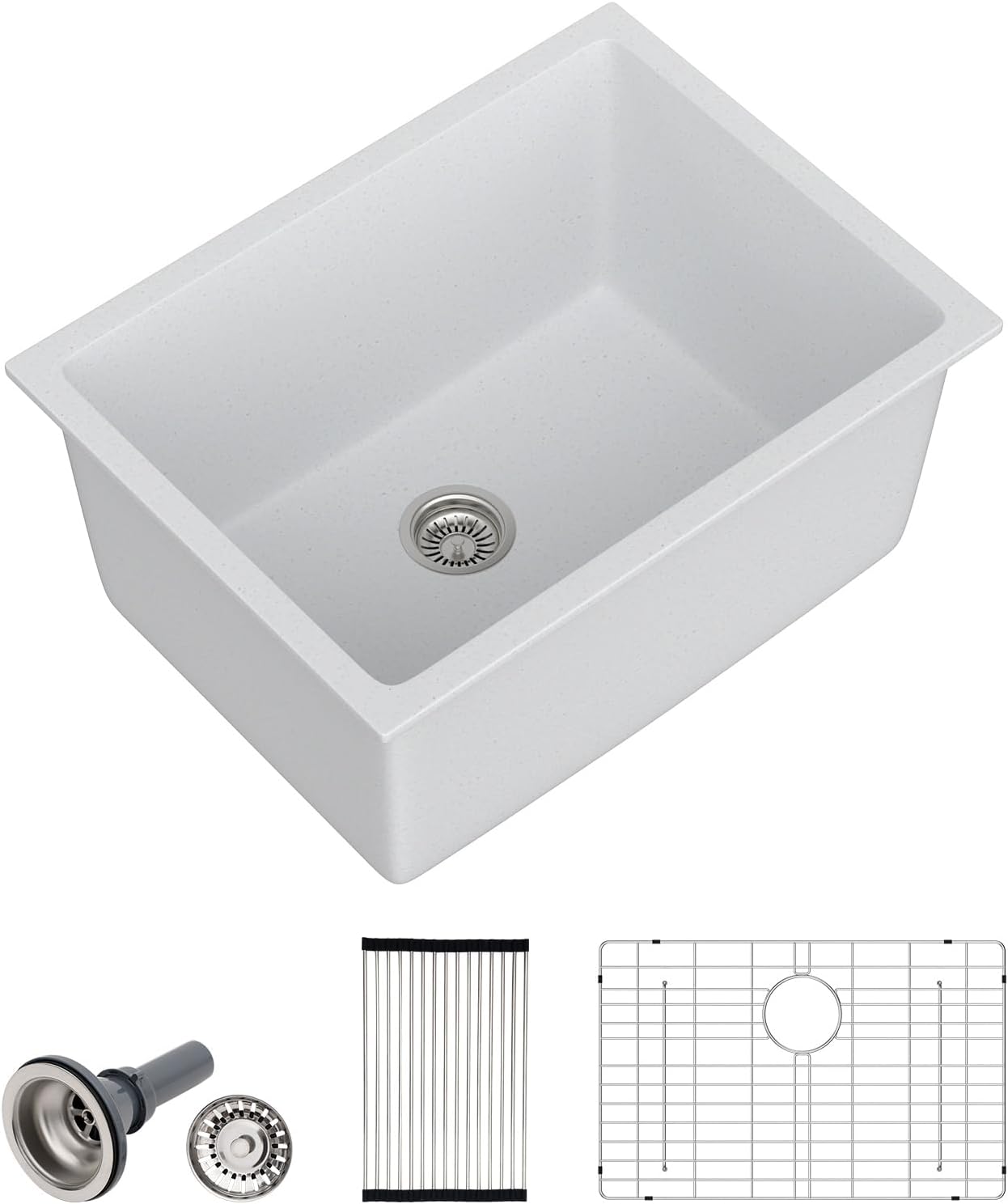 Fregadero profundo 24pulg blanco lavadero granito