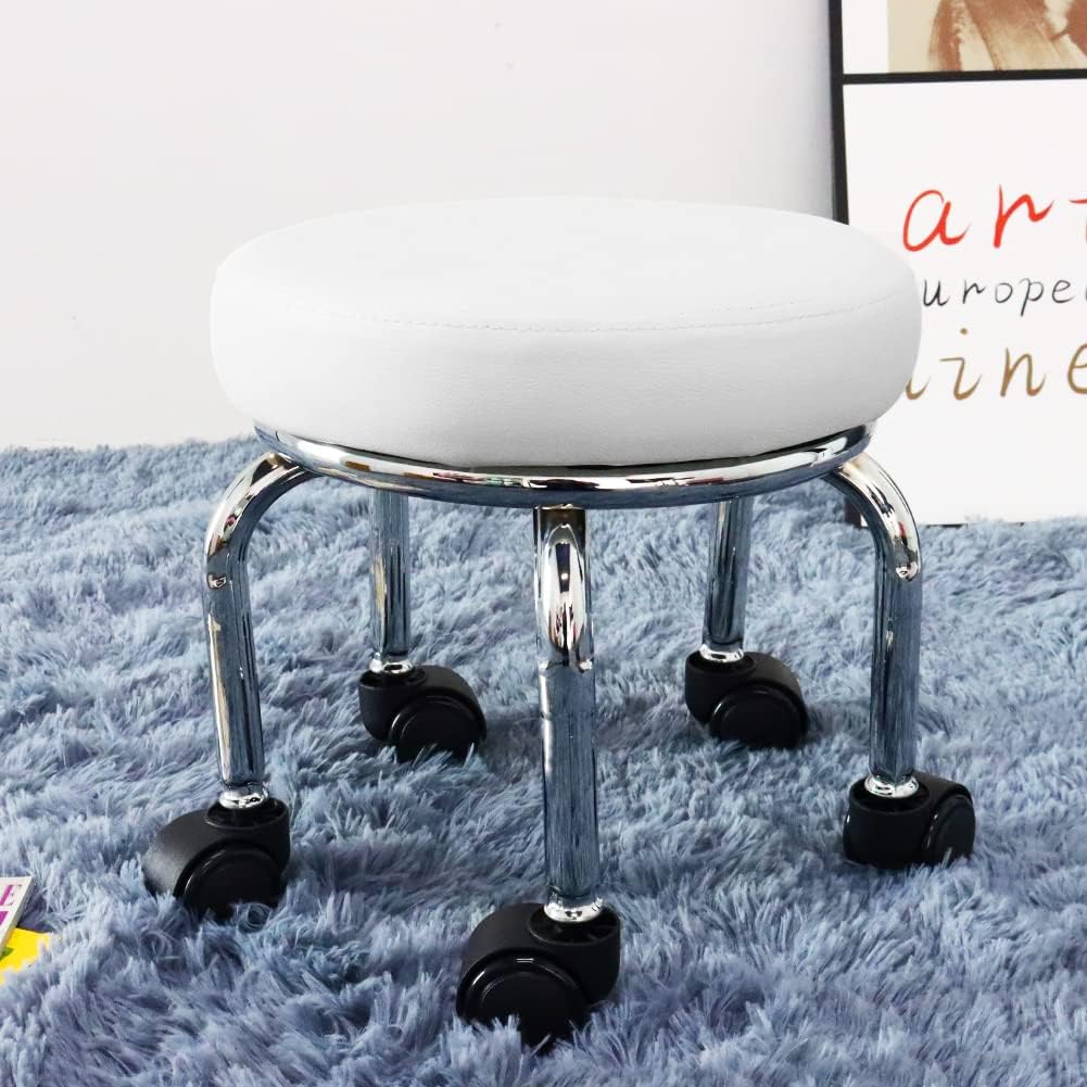 Asiento rodante piel sintética 360 grados ruedas universales