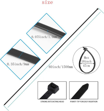 Bridas extralargas 60" resistentes UV 8 Pzas negro