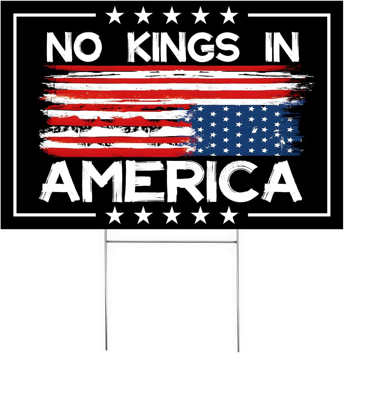 Letrero No Kings In America 12x18" plástico negro