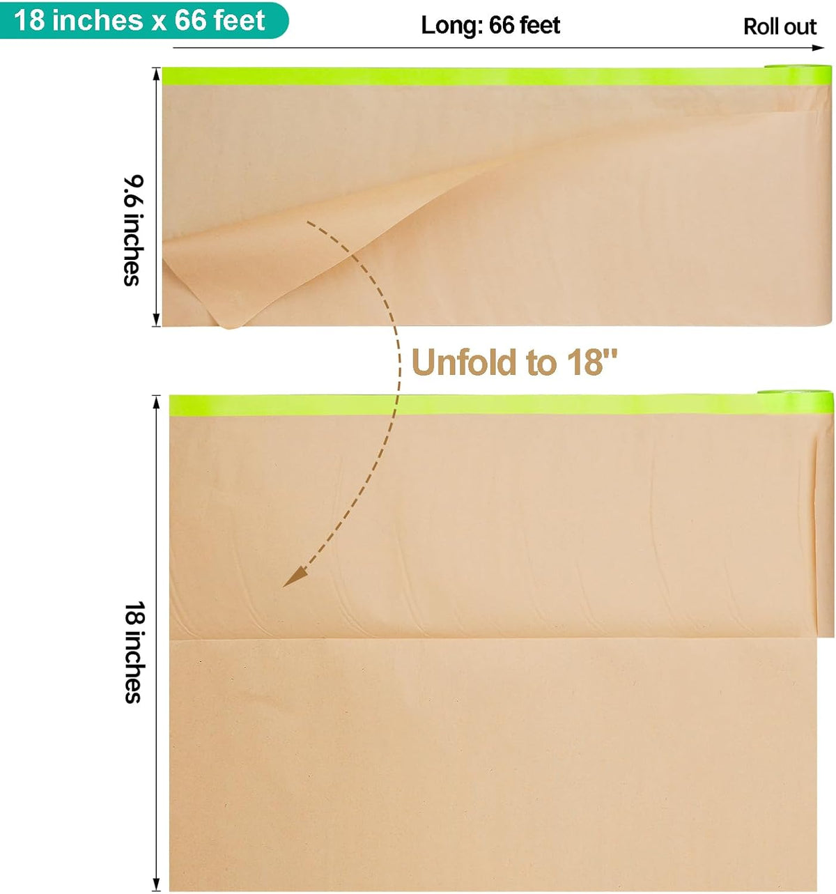 Papel enmascarar precintado con dispensador 18pulg x66ft