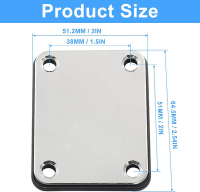2 Pzas Placas Cuello Guitarra Eléctrica Metal Plateado