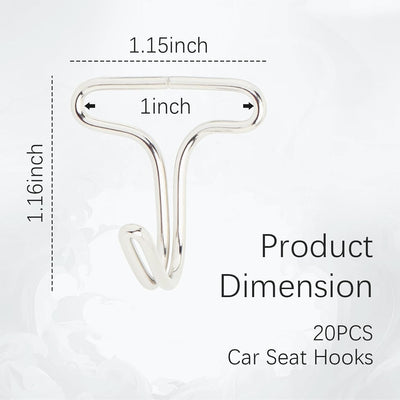 20 Pzas Ganchos Metal para Asiento Coche Clip Bloqueo