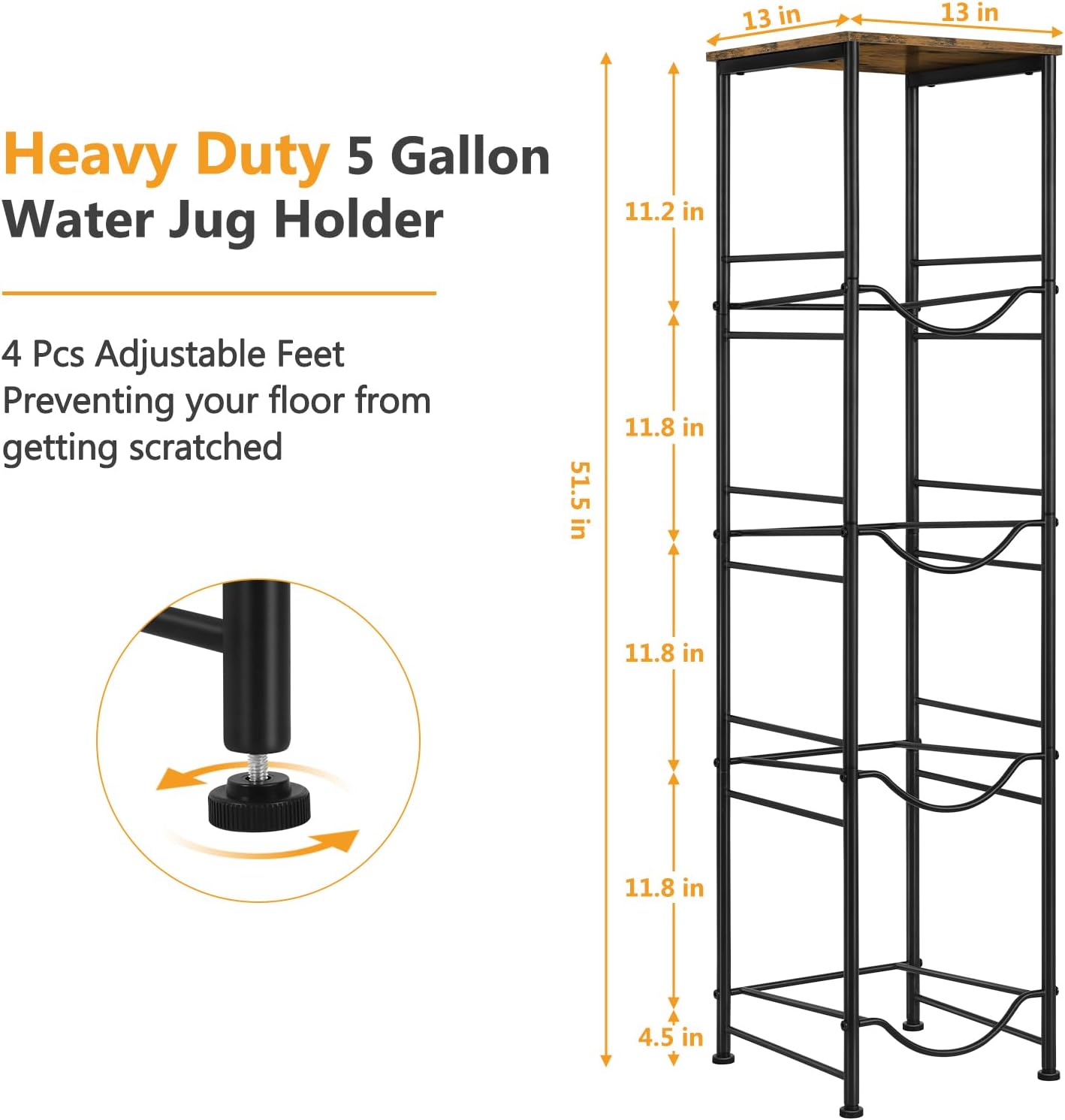 Soporte jarra agua 5gal 4 niveles almacenamiento marrón
