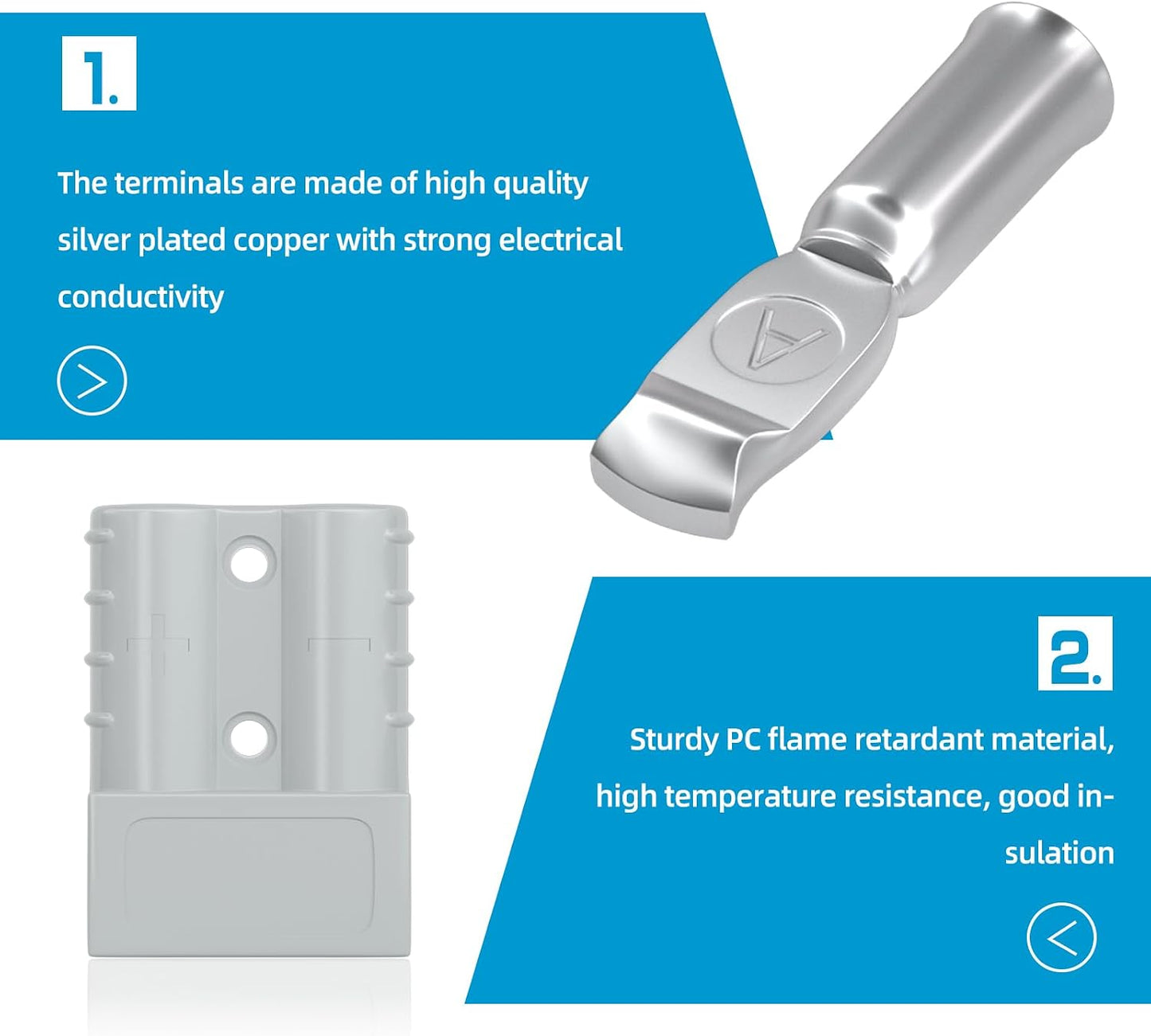 Kit conector batería 175A 1/0AWG 2 Pzas Gris