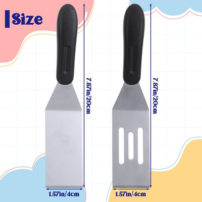 Set 2 Espátulas Acero Inox 8pulg Mango Resistente Calor