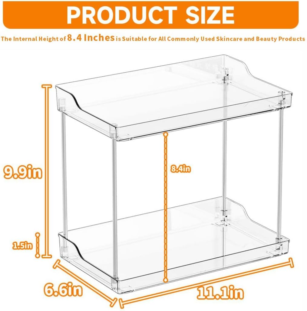 Organiz. baño acrílico 2 niveles maquillaje