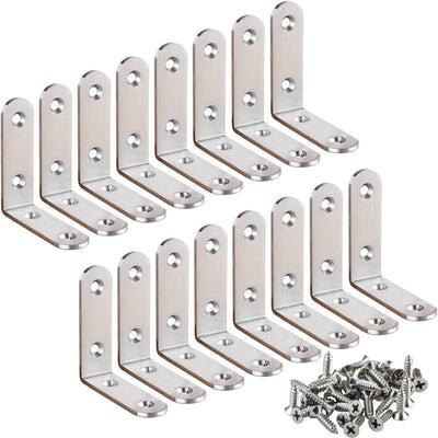16 Pzas Soportes Esquina Acero Inox 2.5x2.5pulg