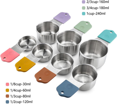 7 Pzas Tazas Medidoras Acero Inox Apilables