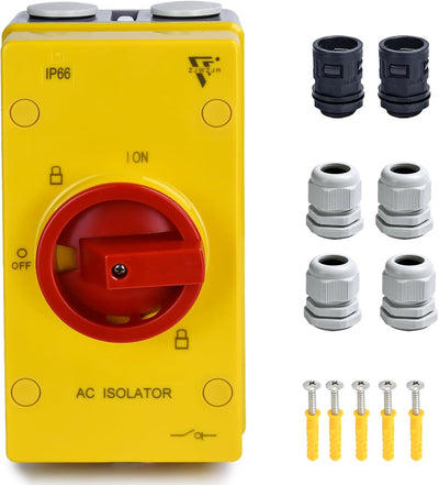 Interruptor 63A 690V CA IP66 caja combinadora fotovoltaica