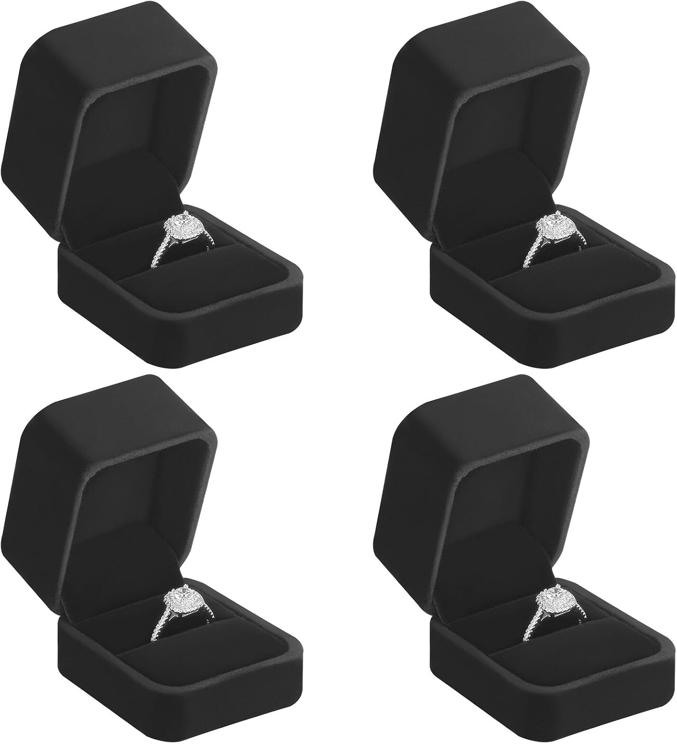 Set 4 Cajas Regalo Terriplejo Joyas con Colgante Arete Negro