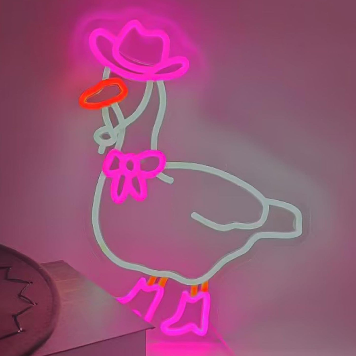Señal neón ganso rosa LED USB dormitorio fiesta