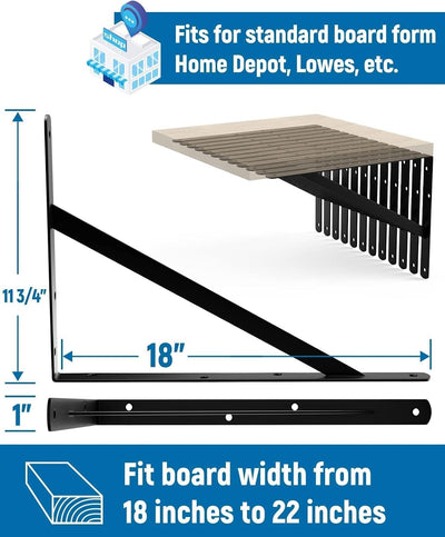 12 Soportes Pared 18pulg Alta Resistencia Capacidad Grande Negro