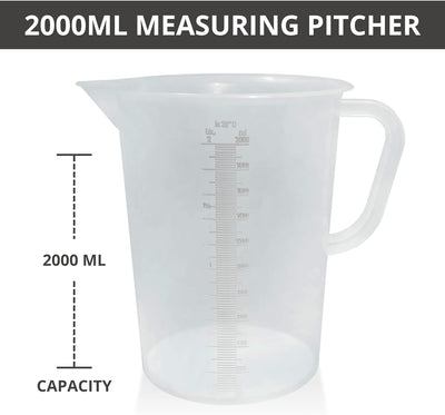 Jarra medición plástico 67.6oz 2L con mango boquilla