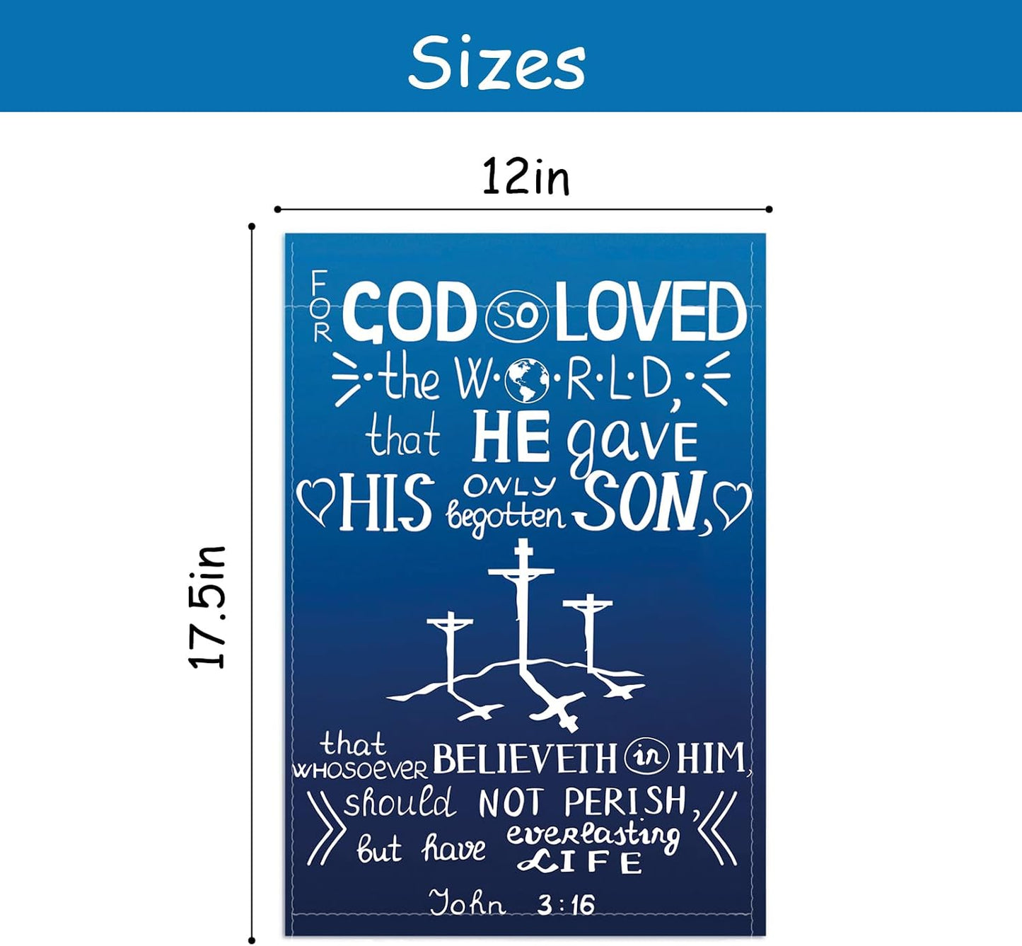 Bandera jardín versículo bíblico John 3:16 doble cara