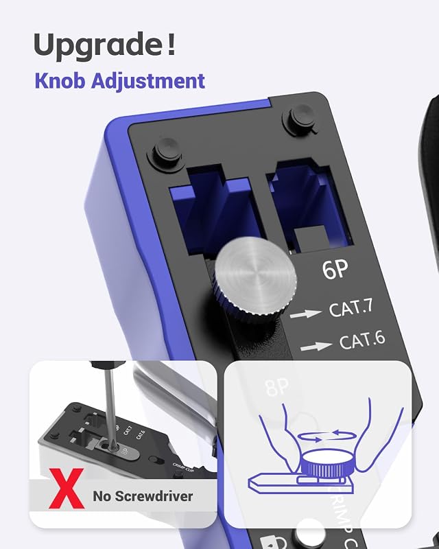Crimpadora RJ45 todo en uno perilla ajustable cat7/cat6/cat5e