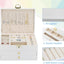 Caja joyas 3 capas cuero PU para aretes pulseras