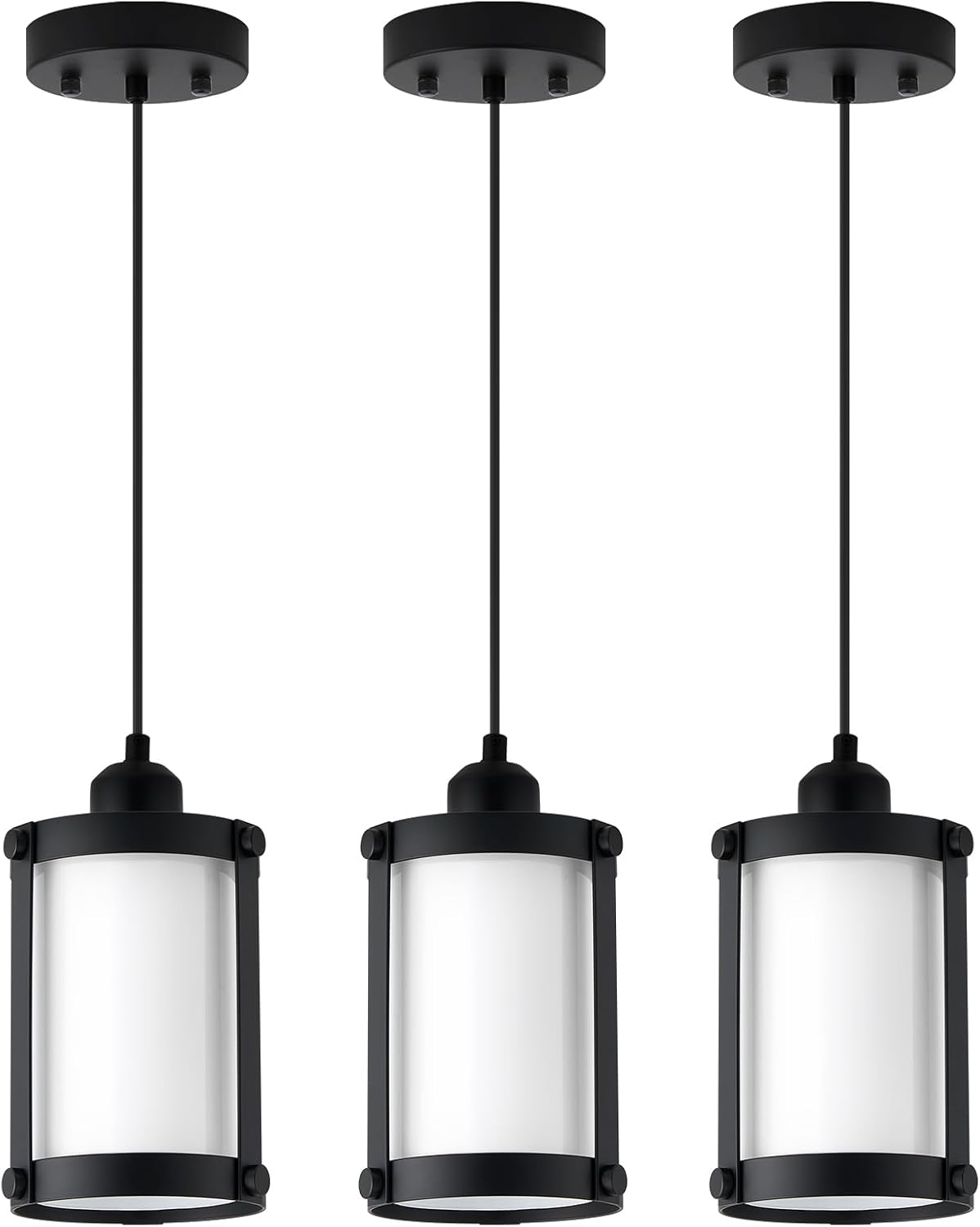 3 Pzas Luces Colgantes Isla Cocina Vidrio Esmerilado
