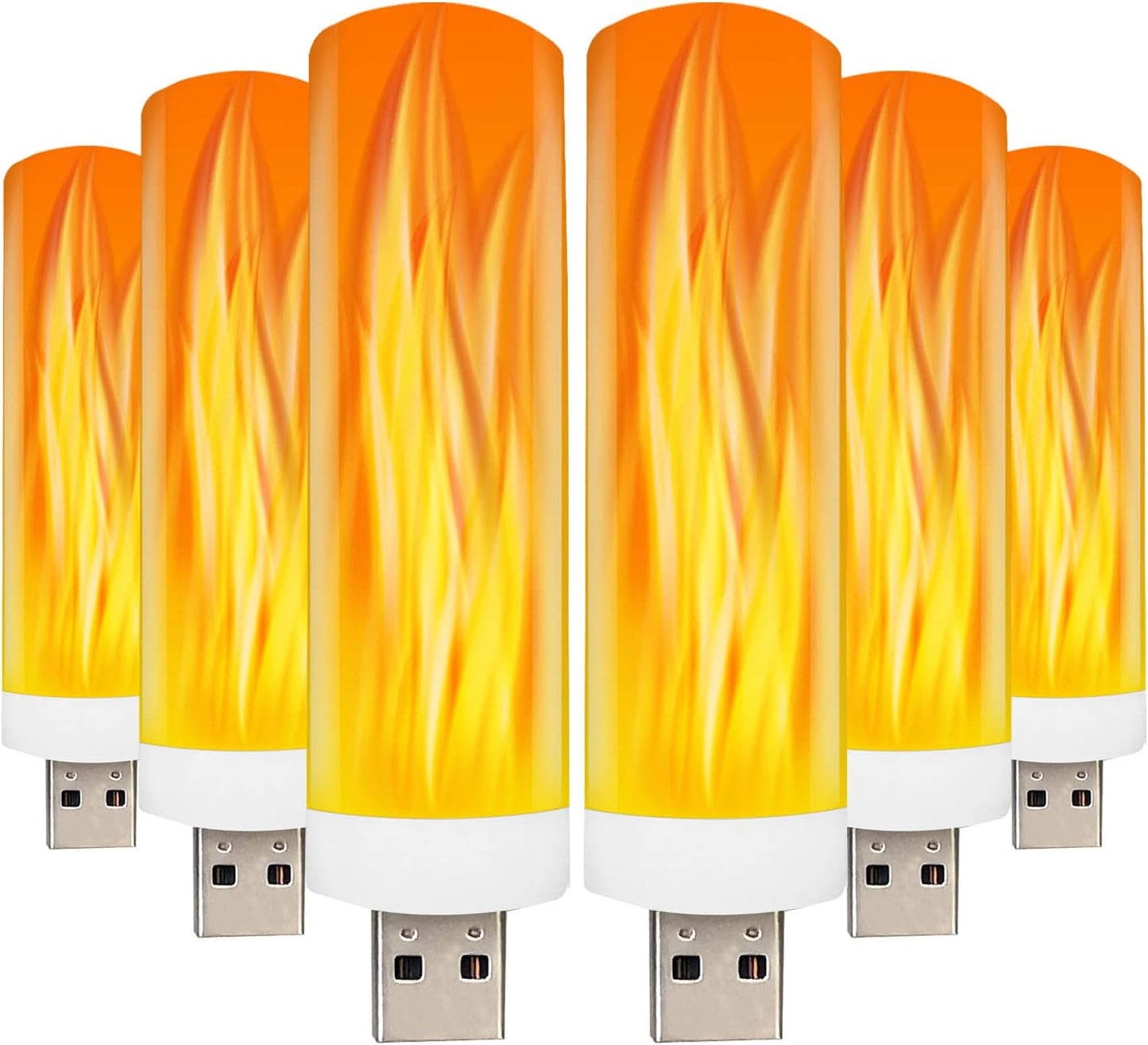 Luz LED USB efecto llama velas parpadeantes pack 6