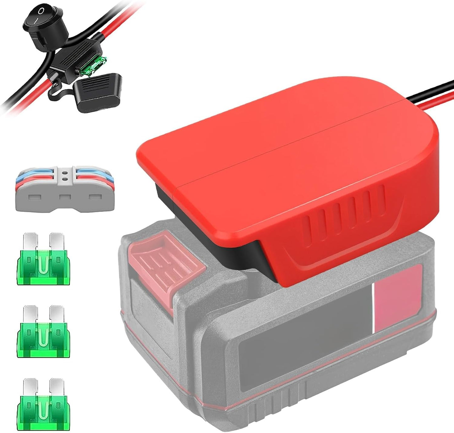 Adaptador rueda eléctrica batería 20V con fusible para RC