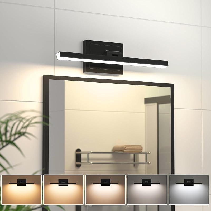 Luz tocad. baño 15.7" giratoria LED 12W 5CCT barra negra ETL
