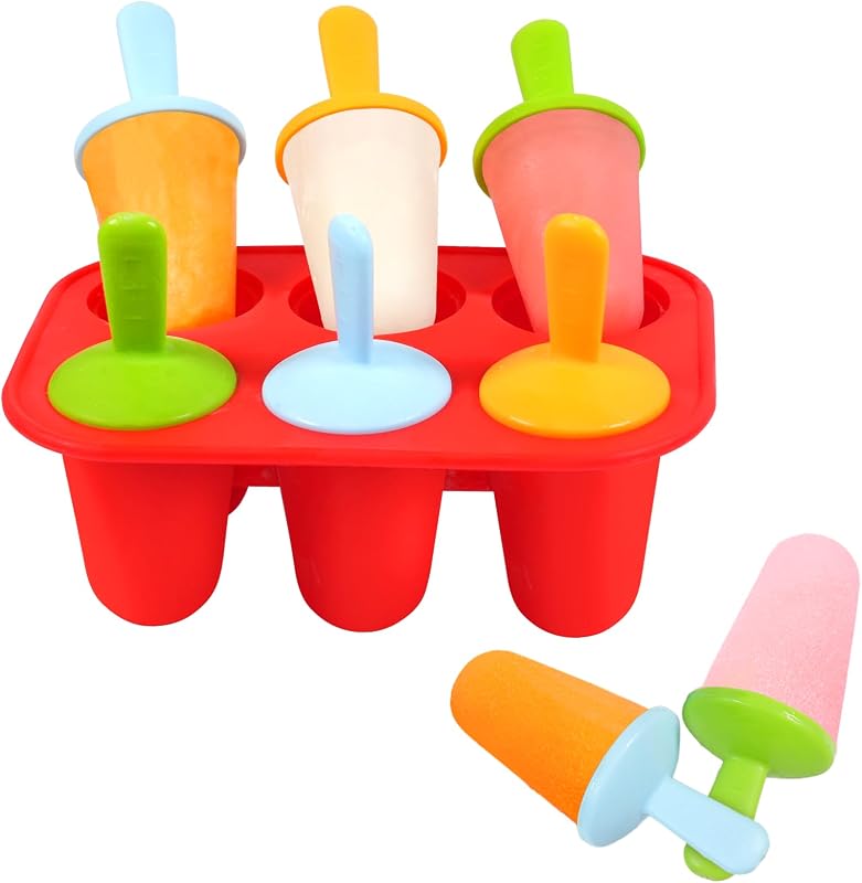 Moldes silicona paletas 6 cavidades sin BPA rojo