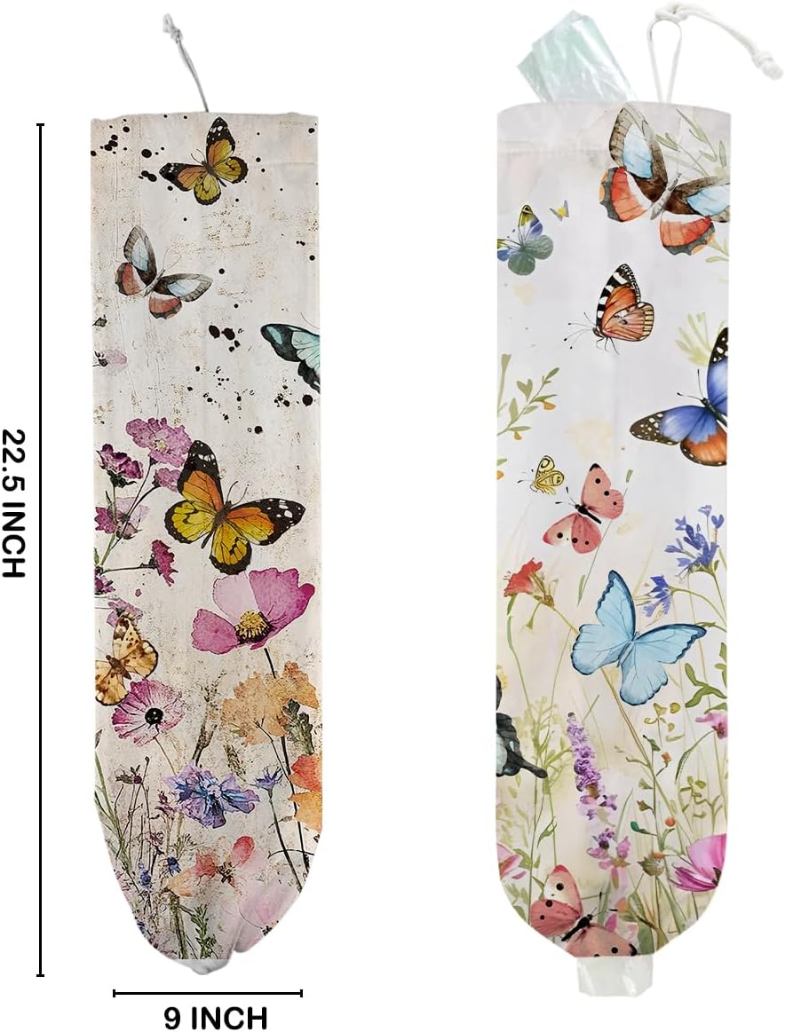 2 Soportes bolsas plástico reutilizables diseño mariposas