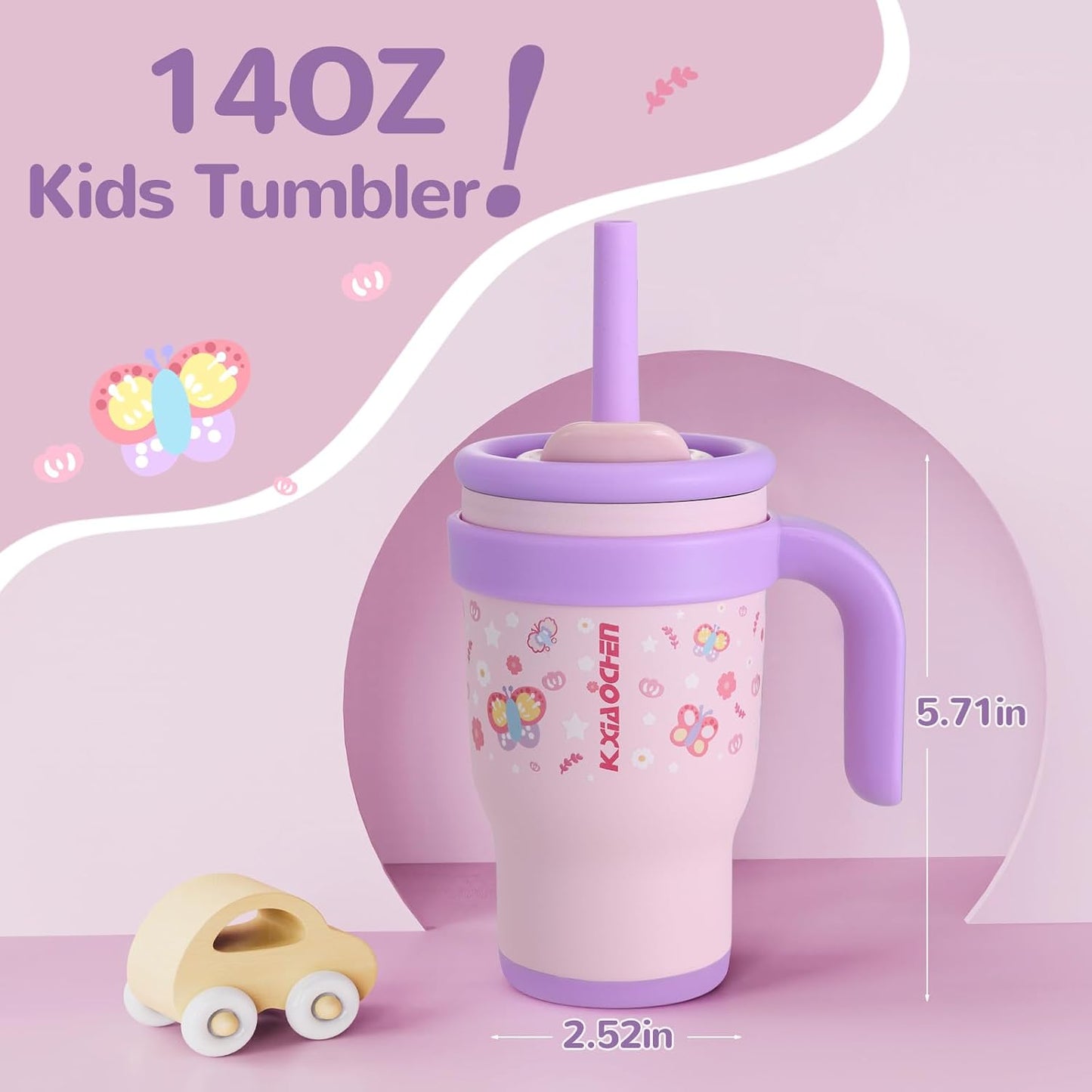 Vaso niños 14oz a prueba derrames acero inox unicornio
