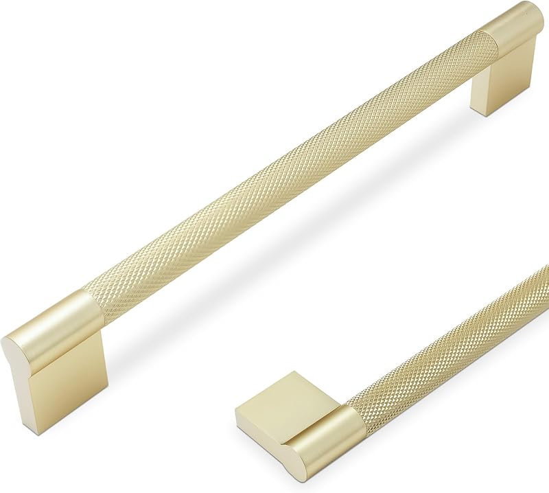 10 Manijas Gabinete Cepillado Latón 7-1/2" Tiradores Dorados