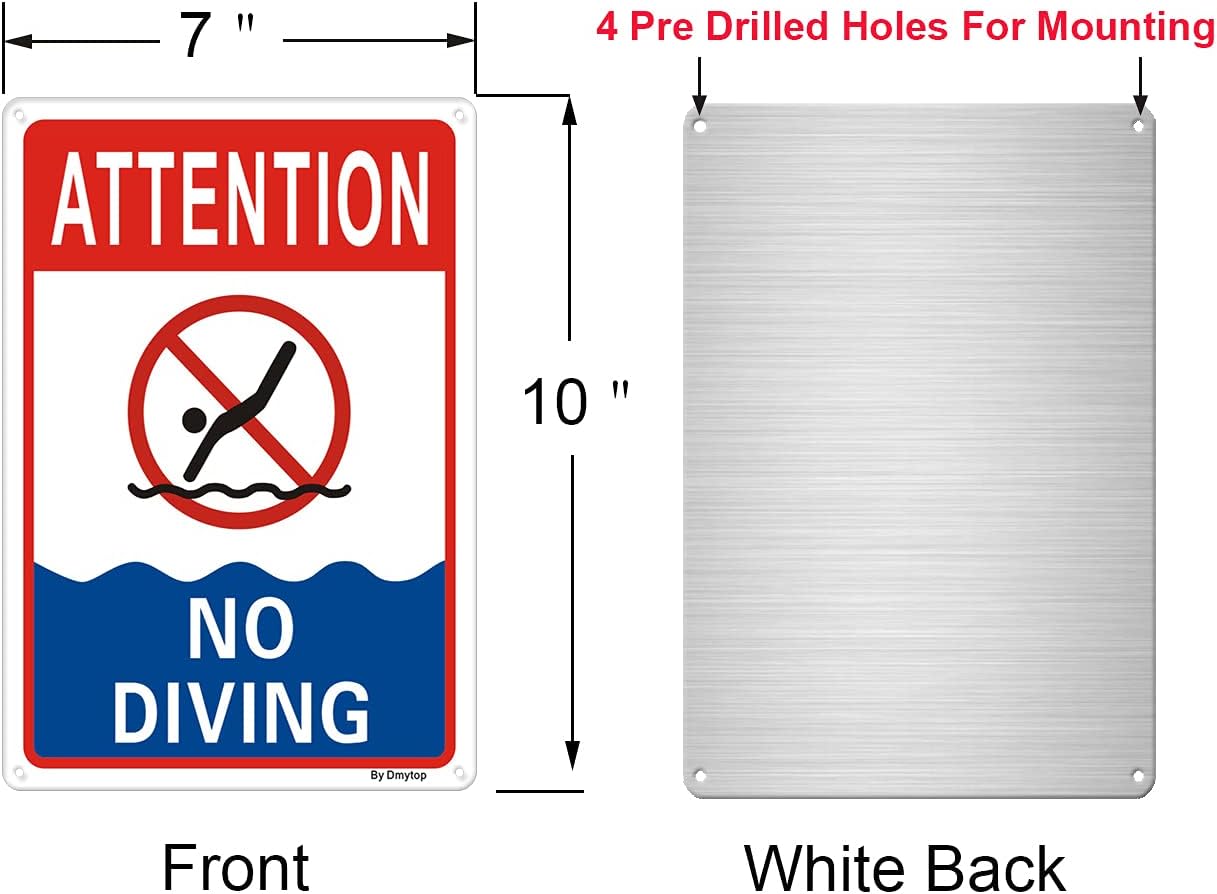 2 Carteles Piscina Aluminio Sin Buceo 10x7" UV Impermeable