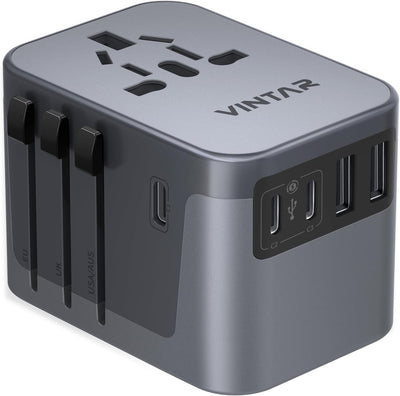 Adaptador viaje universal 6A 3 USB C 2 USB puertos