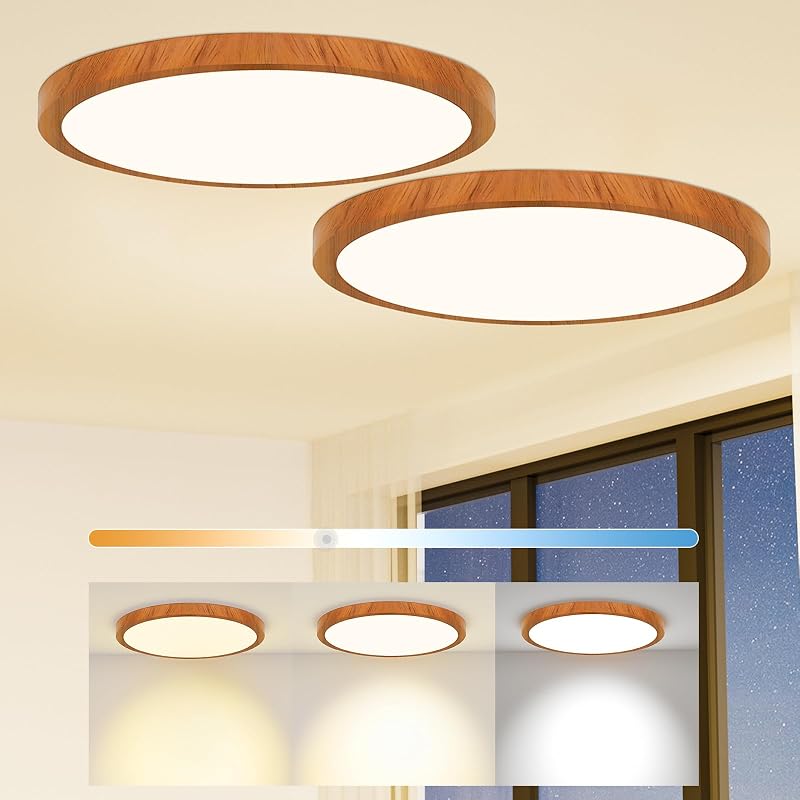 Lámpara techo LED 12" 24W veta madera 3CCT dormitorio