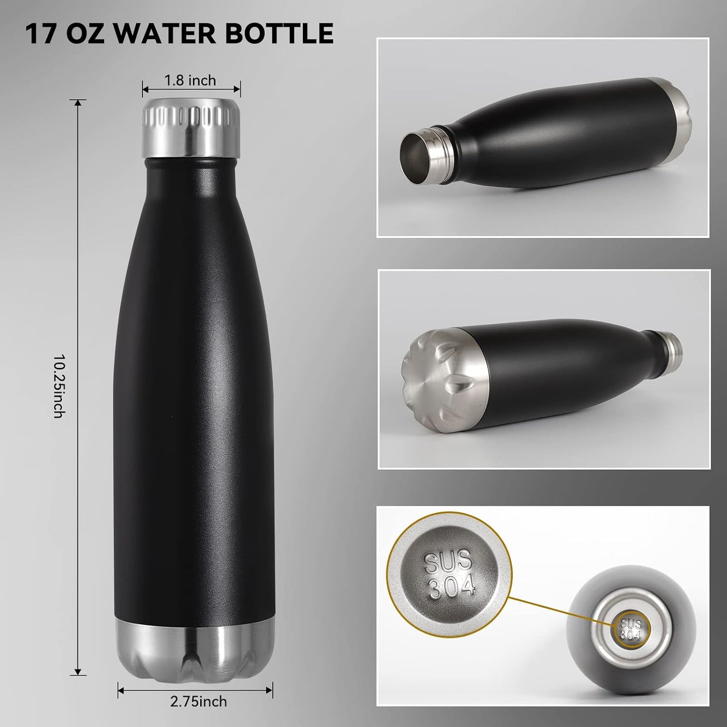 Botella agua acero inox 17oz doble pared sin BPA