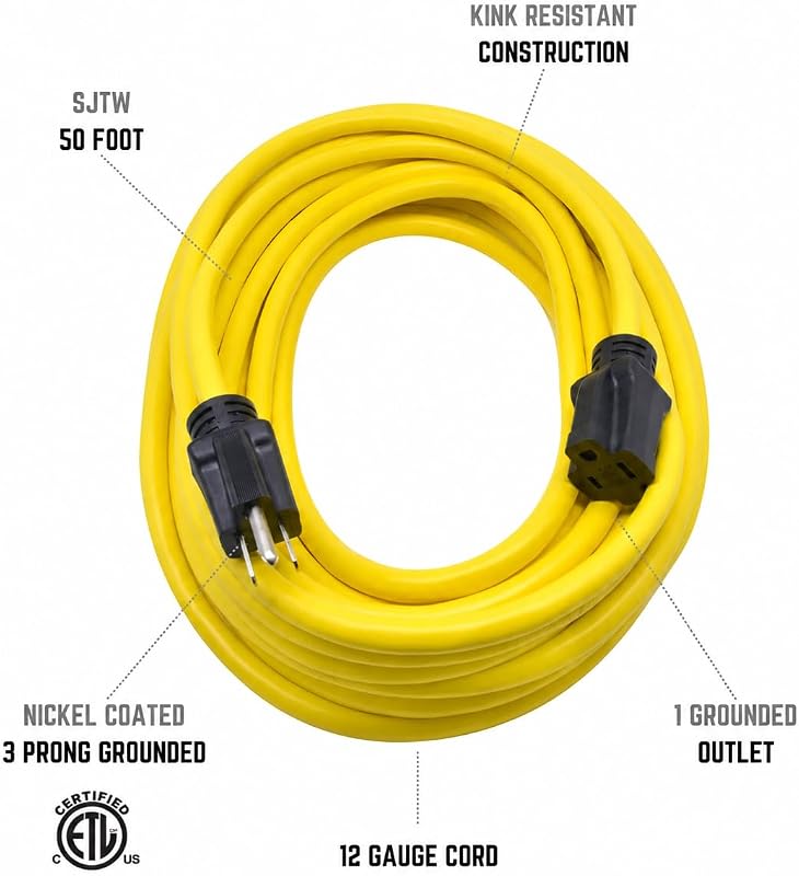 Cable extensión exterior SJTW 50ft 12/3 resistente agua