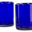 Vasos vidrio reciclado azul soplado a mano set 6